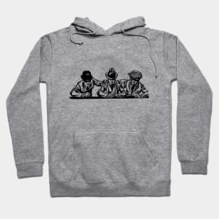 Three Men in Three Hats Hoodie